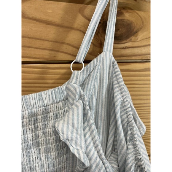 Torrid Dress 1X Light Blue White Stripe Off Shoulder Ruffle Sleeve Festival B84 - Picture 12 of 16